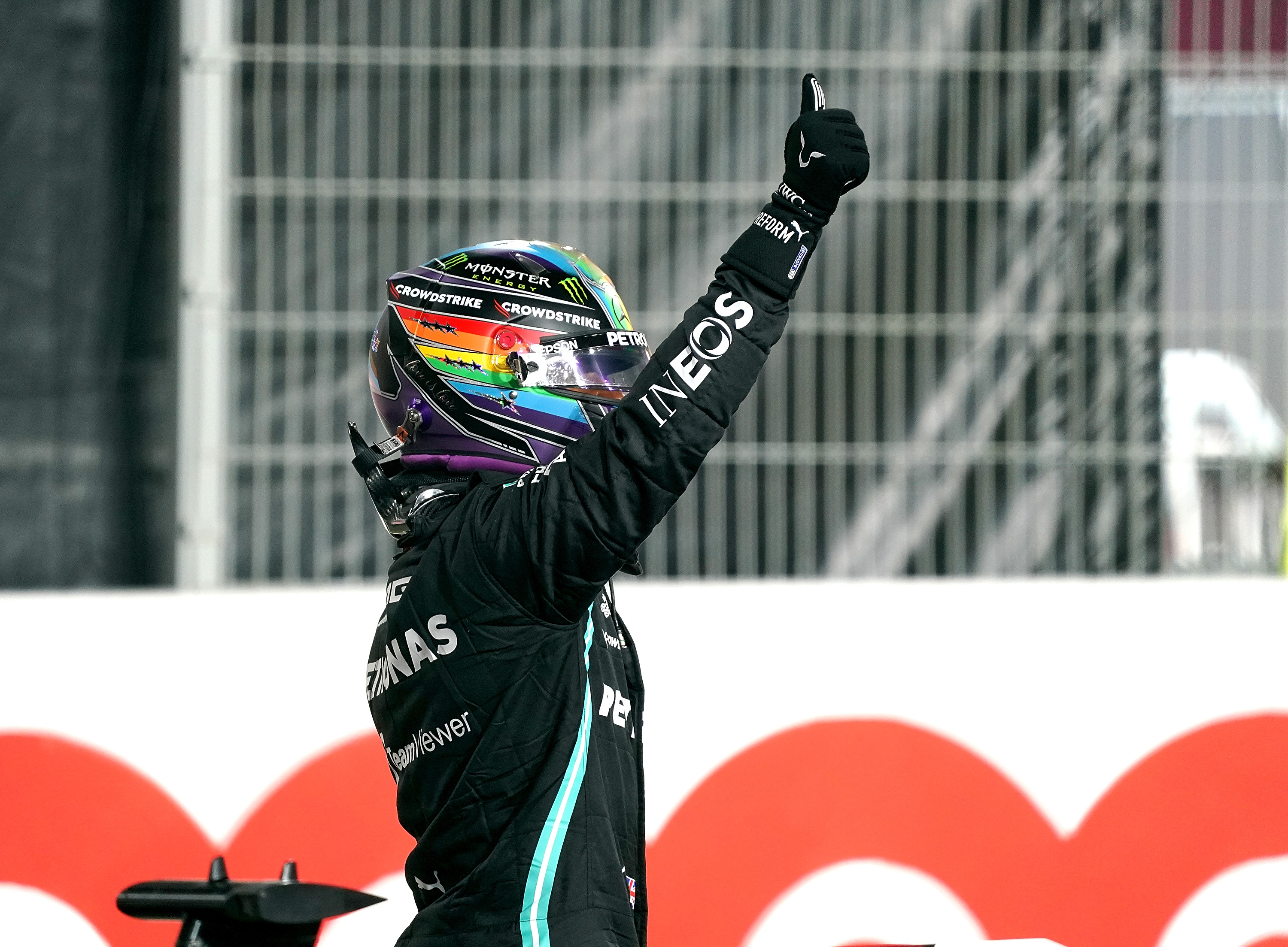 Lewis Hamilton Secures Qatar Grand Prix In Lgbtq Helmet